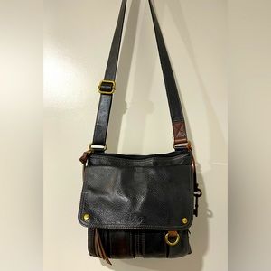 FOSSIL Vintage Crossbody Bag, Pebble Black Leather